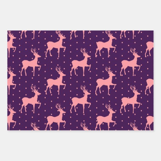 Pink on Purple Modern Holiday Inpakpapier Vel (Voorkant 3)