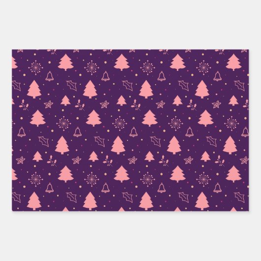 Pink on Purple Modern Holiday Inpakpapier Vel (Voorkant 2)