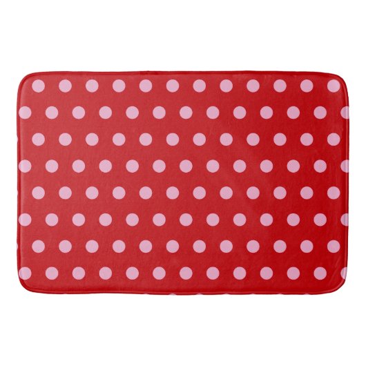 Pink on Red Polka Dots Badmat (Voorkant)
