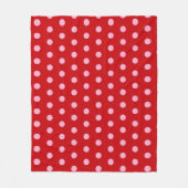 Pink on Red Polka Dots  Fleece Deken (Voorkant)