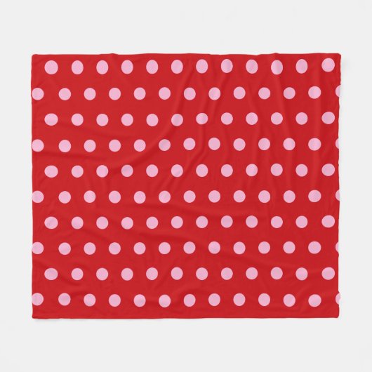 Pink on Red Polka Dots  Fleece Deken (Voorkant (Horizontaal))