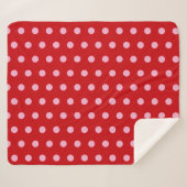 Pink on Red Polka Dots Sherpa Deken (Voorkant (horizontaal))