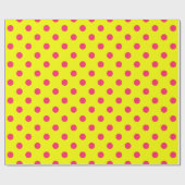 Pink On Yellow Polka Dots Pattern Design  Cadeaupapier (Vlak)