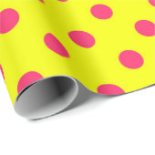 Pink On Yellow Polka Dots Pattern Design  Cadeaupapier (Rol Hoek)