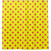 Pink On Yellow Polka Dots Pattern Design Douchegordijn (Voorkant)