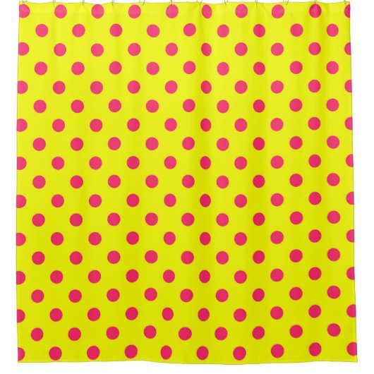 Pink On Yellow Polka Dots Pattern Design  Douchegordijn (Voorkant)