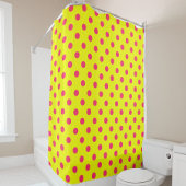 Pink On Yellow Polka Dots Pattern Design  Douchegordijn