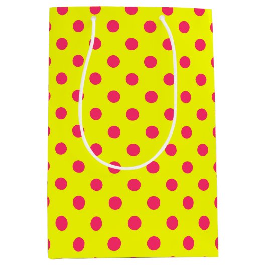 Pink On Yellow Polka Dots Pattern Design  Medium Cadeauzakje (Voorkant)