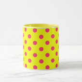 Pink On Yellow Polka Dots Pattern Design Mok (Midden)