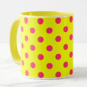 Pink On Yellow Polka Dots Pattern Design Mok