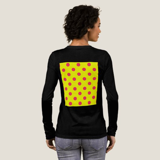 Pink On Yellow Polka Dots Pattern Design  Tri-Blend Shirt (Achterkant)