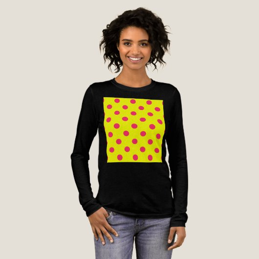 Pink On Yellow Polka Dots Pattern Design  Tri-Blend Shirt (Voorkant)