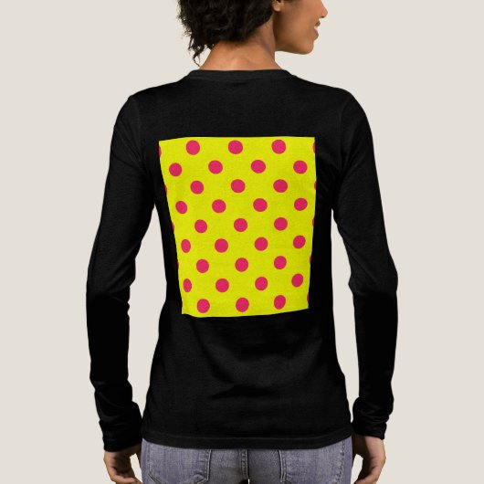 Pink On Yellow Polka Dots Pattern Design  Tri-Blend Shirt (Achterkant)