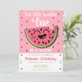 Pink One in a Melon Watermelon Girl's 1st Birthday Kaart (Staand voorkant)