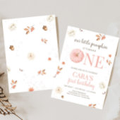 Pink One Little Pumpkin Birthday Party Kaart