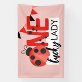 Pink One Lucky Lady Waterverf Ladybug Verjaardag Spandoek (Verticaal)