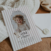 Pink One Silly Goose 1st Birthday Invitation Kaart