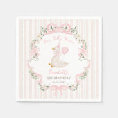 Pink One Silly Goose Coquette Bow 1st Birthday Servet (Voorkant)