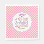 Pink One Silly Goose - Retro Girl First Birthday Servet (Voorkant)