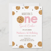 Pink One Sweet Cookie Eerste Verjaardag Kaart (Voorkant)