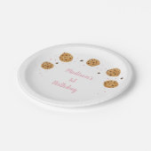 Pink One Sweet Cookie Eerste Verjaardag Papieren Bordje (Gekanteld)