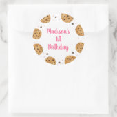 Pink One Sweet Cookie Eerste Verjaardag Ronde Sticker (Tas)
