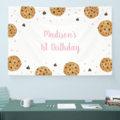 Pink One Sweet Cookie Eerste Verjaardag Spandoek (Beurs)