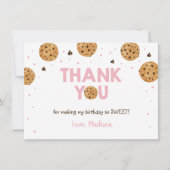 Pink One Sweet Cookie Verjaardag Dank u Bedankkaart (Voorkant)