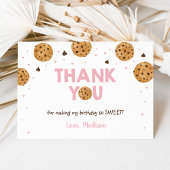 Pink One Sweet Cookie Verjaardag Dank u Bedankkaart