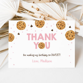 Pink One Sweet Cookie Verjaardag Dank u Bedankkaart
