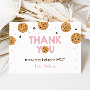 Pink One Sweet Cookie Verjaardag Dank u Bedankkaart