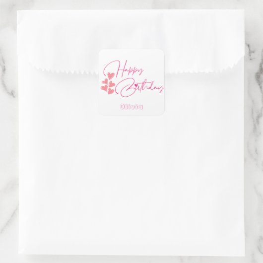 Pink one year old birthday vierkante sticker (Tas)
