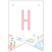 Pink Oneder Het Zee Ocean Animals 1st Birthday Vlaggetjes (Tweede vlag)