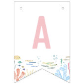 Pink Oneder Het Zee Ocean Animals 1st Birthday Vlaggetjes (Derde vlag)