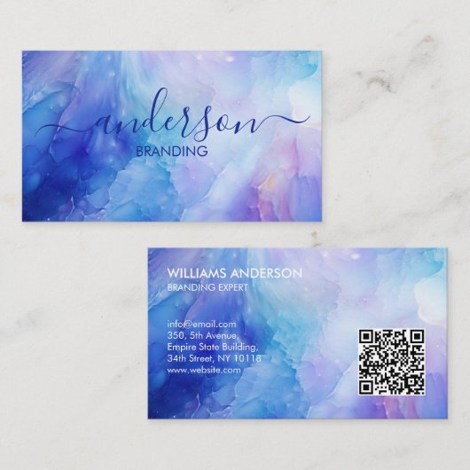 Pink Opal Stone texture Logo QR Code Business Card Visitekaartje (Voorkant / Achterkant)
