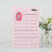 Pink Opossum Mongram Letter P Lined Briefpapier (Staand voorkant)