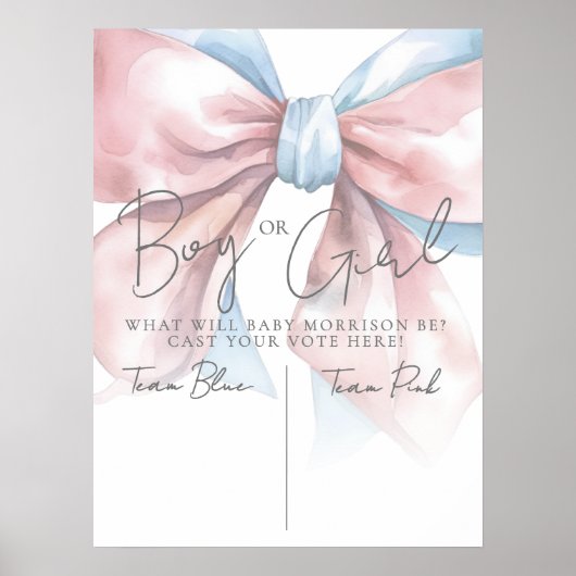 Pink Or Blue Bow Gender Reveal Party Poster (Voorkant)