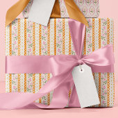 Pink Orange Dainty Floral Stripes Patterned Cadeaupapier