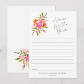 Pink Orange Floral Advice for the Bride Card (Voorkant / Achterkant)