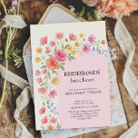 Pink Orange Floral Arch Bridesmaids Luncheon Kaart<br><div class="desc">Gather your favorite ladies for a special bridesmaids luncheon with this beautiful floral invitation. The design showcases a vibrant cascade of pink, orange and yellow wild flowers, accented by delicate bluebells, set in an arch to frame your invite wording. Please browse my store in the Wildflower Bloom collection, for matching...</div>