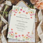 Pink Orange Floral Formal Wedding Kaart