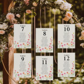 Pink Orange Flower Table Number Seating Chart Card Kaart
