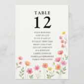 Pink Orange Flower Table Number Seating Chart Card Kaart (Voorkant)