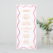 Pink & Orange Hand Drawn Curvy Border Wedding Menu (Staand voorkant)