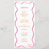 Pink & Orange Hand Drawn Curvy Border Wedding Menu (Voorkant)