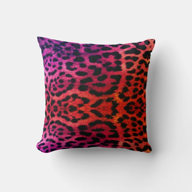 pink orange hue leopard pattern design throw pillo kussen (Voorkant)