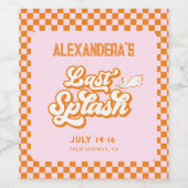 Pink Orange Last Splash Pool Bachelorette Wijn Etiket (Enkel label)