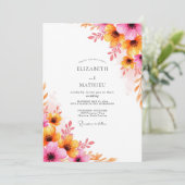 Pink Orange Luminous Summer Wedding Kaart (Staand voorkant)