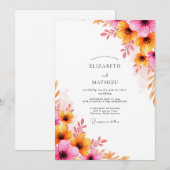 Pink Orange Luminous Summer Wedding Kaart (Voorkant / Achterkant)