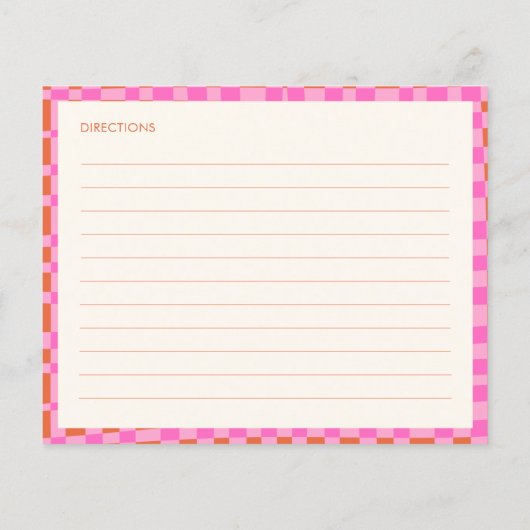 Pink Orange Personalized Bridal Shower Recipe Card (Achterkant)